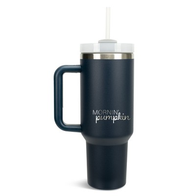 Elanze Designs Mornin' Pumpkin Fall Harvest Season 40 oz. Stainless Steel, Large Water Bottle Coffee Mug, Spill & Leak Resistant, Thermal Travel