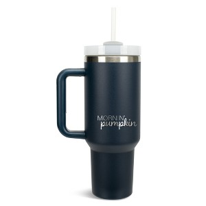 Elanze Designs Mornin' Pumpkin Fall Harvest Season 40 oz. Stainless Steel, Large Water Bottle Coffee Mug, Spill & Leak Resistant, Thermal Travel - 1 of 1