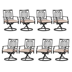 Captiva Designs Outdoor Patio Dining Swivel Steel Chairs with Thick Cushions - 1 of 4