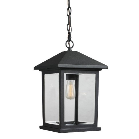 1 Light Outdoor Hanging Lantern Black, Lantern Ceiling Light Black