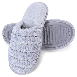 ROXONI Women Slipper Cozy Memory Foam, Indoor Outdoor Rubber Sole - 1 of 4