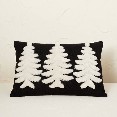 Tufted Three Christmas Trees Lumbar Throw Pillow Black - Opalhouse™ designed with Jungalow™