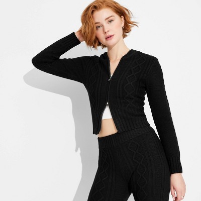 Women's Cable Zip Hoodie Sweatshirt - Wild Fable™