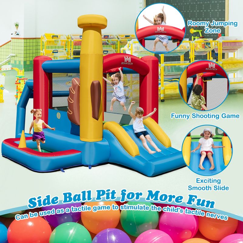 Costway Baseball Themed Jumping House Kids Bouncy Castle w/ 50 Ocean Balls & 735W Blower, 3 of 11