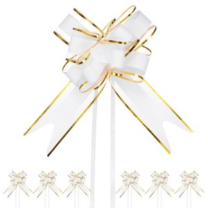 Unique Bargains Plastic Gold Edge Satin Gift Wrap Bows Pull Bows 20 Pcs - 1 of 4