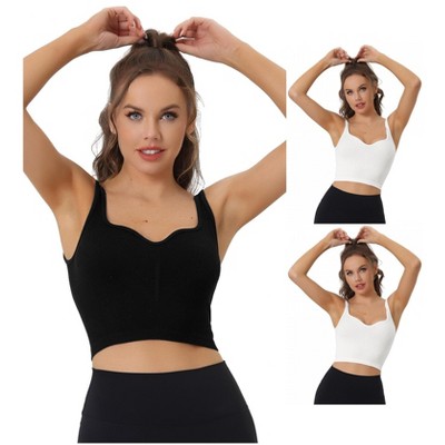 INSPIRE CHIC Women's Slim-Fit Ribbed Workout Sleeveless Plunge Sports Camisole 3 Packs