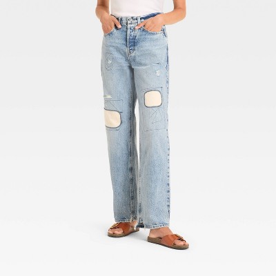 Women's Mid-Rise Patchwork 90's Baggy Jeans - Universal Thread™