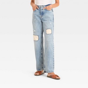 Women's Mid-Rise Patchwork 90's Baggy Jeans - Universal Thread™ - 1 of 4