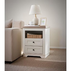Gulches Farmhouse Nightstand,End Table,Side Table with 2 Drawers Storage Cabinet for Bedroom,Living Room,Farmhouse Design,Wood Rustic,Antique White - 1 of 4