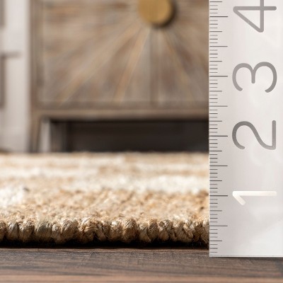 Ivory and Beige Checkered Cotton Jute Rectangular Rug