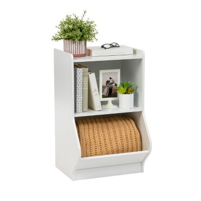 Image of IRIS USA 2-Tier Shelf Organizer with Easy Access Angled Cubby, White