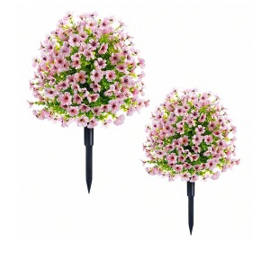 Artificial Violet Topiary Ball Trees With Ground Spike UV Resistant Artificial Shrubs With Stake Fake Evergreen Boxwood Eucalyptus Plant Brush For Sp - 1 of 4