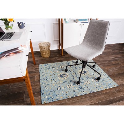 Blue and Beige Jacquard Polyester Office Chair Mat