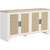Rattan Buffet Sideboard Cabinet, 4-Door Storage Cabinet with Shelves, Wooden Console Table with Storage, Modern Farmhouse Accent Cabinet - 2 of 4