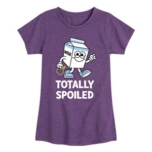 Girls' - Instant Message - Totally Spoiled Milk Carton Fart Fitted Short Sleeve Graphic T-Shirt - 1 of 4
