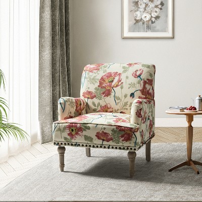 Reggio  Traditional  Wooden Upholstered  Armchair with Floral Patterns and  Nailhead Trim | ARTFUL LIVING DESIGN