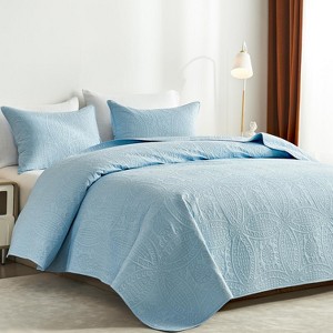 BAGOKIE All Seasons 2/3PCS Quilt Bedding Set with Quilt & Pillow Sham Bed Cover - 1 of 4