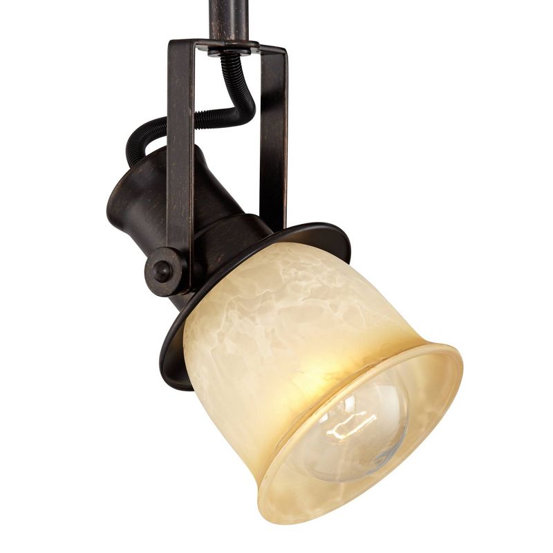 Pro Track 4-Head Ceiling or Wall Track Light Fixture Kit Spot Light Directional Brown Bronze Finish Amber Glass Traditional Kitchen Bathroom 34" Wide, 3 of 9