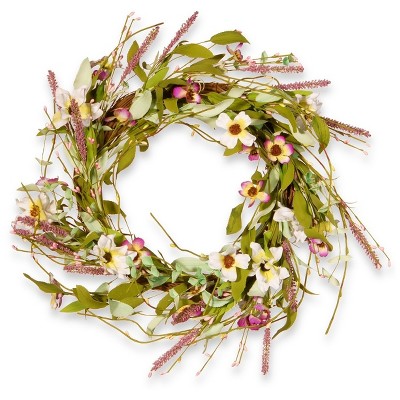 Artificial Spring Wreath Purple & White 22" - National Tree Company