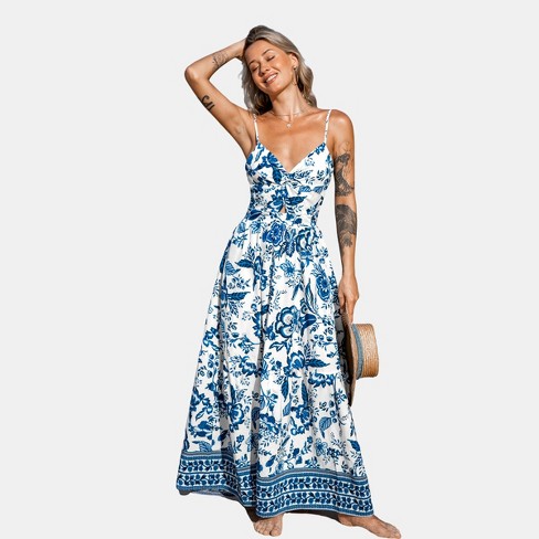 Women's Floral Sweetheart Twist & Keyhole Maxi Dress - Cupshe : Target