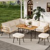 6 Pieces Outdoor Patio Furniture Set with Table, All-Weather Boho Wicker Rattan Patio Sectional L-Shaped Sofa, Metal Frame, Detachable Cushions - 3 of 4