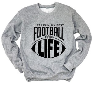 Simply Sage Market Women's Graphic Sweatshirt Just Livin' My Best Football Fan Life - 1 of 4