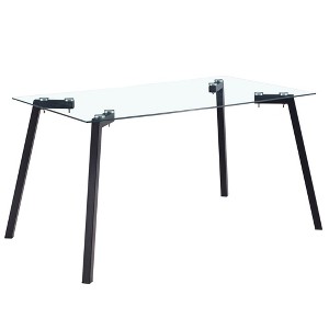 Gulches Modern Minimalist Rectangular Glass Dining Table 4 6 People Tempered Glass Top Black Metal Legs Writing Desk Kitchen Living Room - 1 of 4