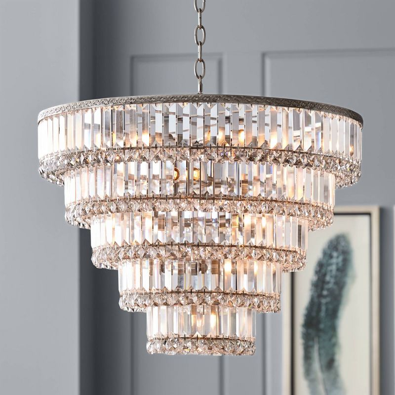 Vienna Full Spectrum Magnificence Satin Nickel Chandelier 24 1/2" Wide Modern Faceted Crystal Glass 15-Light LED Fixture for Dining Room House Kitchen, 3 of 11