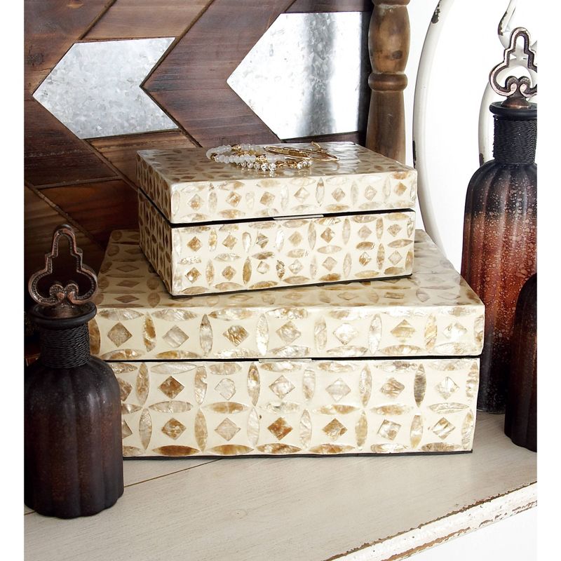Set of 2 Wooden Boxes with Pattern - Olivia & May, 3 of 11