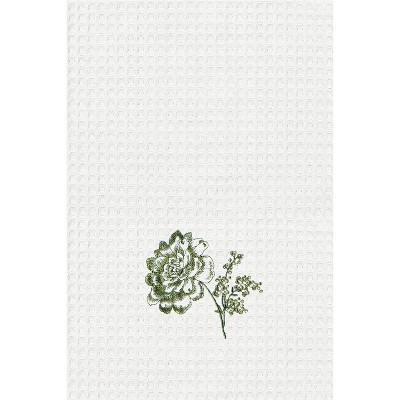 C&F Home Colonial Williamsburg Devon Moss Waffle Weave Cotton Kitchen Towel