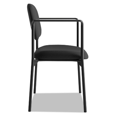 Black Metal and Fabric Stackable Guest Chair with Arms