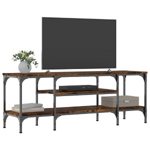 CLIHOME Iron Large TV Stands and Consoles, Metal TV Storage Cabinet 2 Open Compartments - 1 of 4