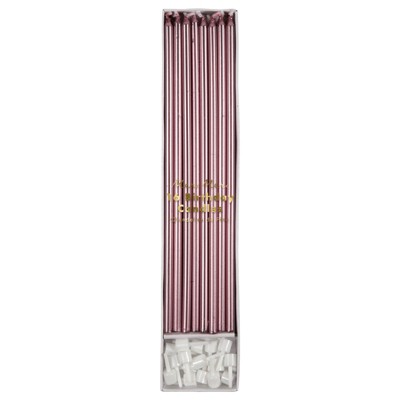 Meri Meri - Metallic Pink Long Candles - Cake Candles - 16ct