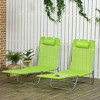 TiramisuBest Set of 2 Folding Chaise Lounges with 6-Position Reclining Back, Breathable Mesh Seat & Headrest for Pool/Beach/Yard/Patio (Green) - 2 of 4