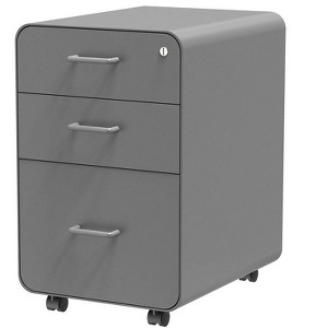 Monoprice Round Corner 3-Drawer File Cabinet - Gray With Lockable Drawer - Workstream Collection - 1 of 4