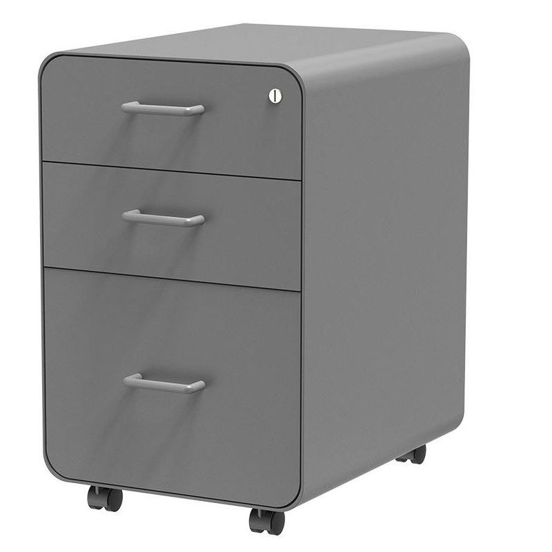 Monoprice Round Corner 3-Drawer File Cabinet - Gray With Lockable Drawer - Workstream Collection, 1 of 7