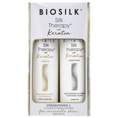 Biosilk Silk Therapy Plus Keratin Shampoo and Conditioner - 25 fl oz/2pk