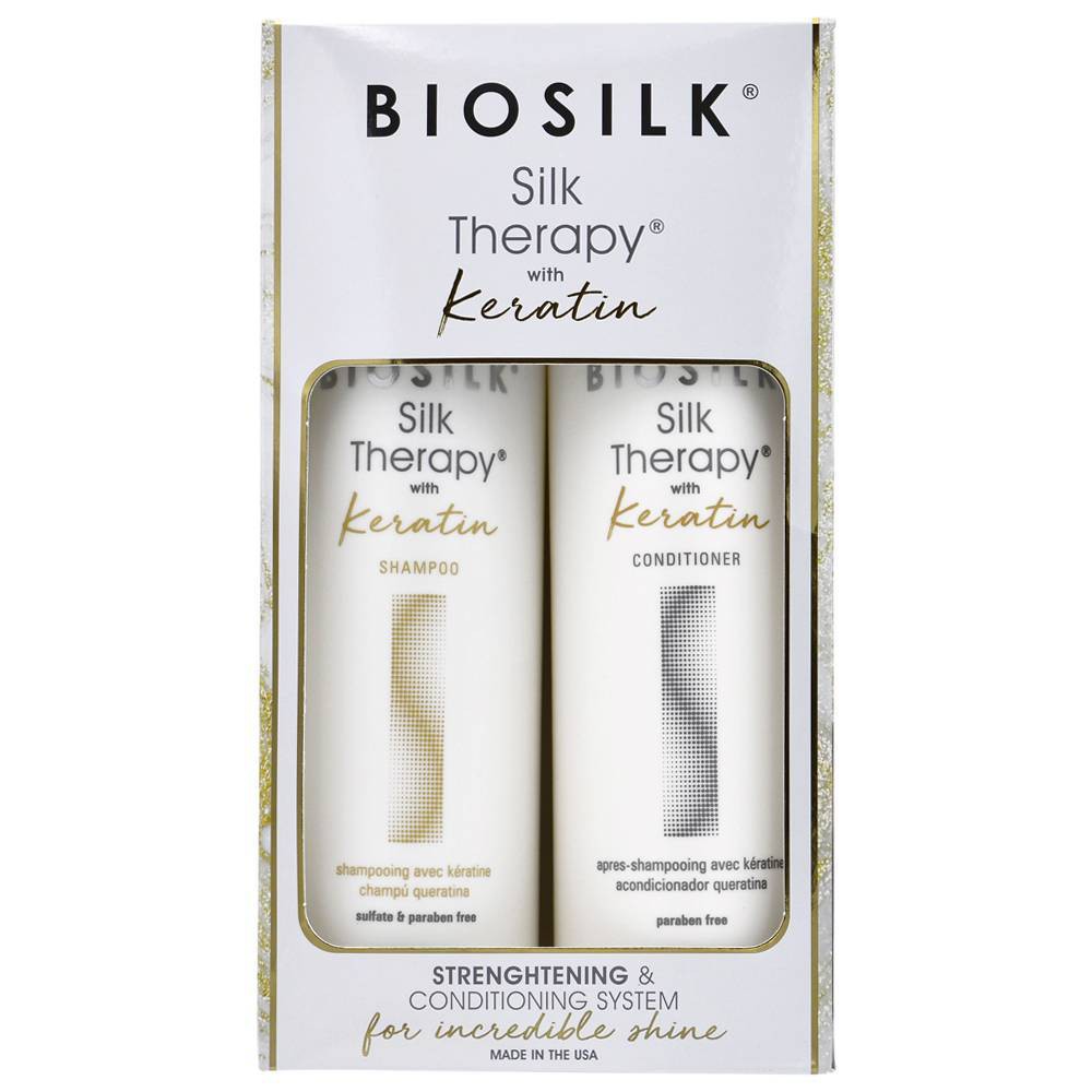 Photos - Hair Product Biosilk Silk Therapy Plus Keratin Shampoo and Conditioner - 25 fl oz/2pk 