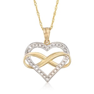 Ross-Simons 14kt 2-Tone Gold Diamond-Cut Infinity Heart Pendant Necklace Size - 1 of 2