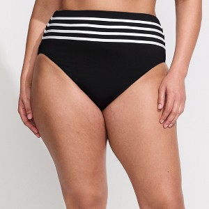 Lands' End Women's Ribbed Smoothing High Waisted Bikini Bottoms - 1 of 4