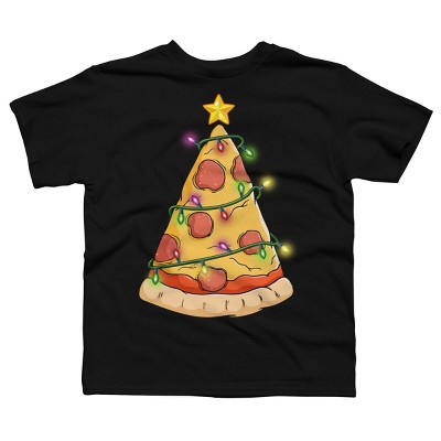 Boy's Design By Humans Pizza Christmas Tree By leroystubbles T-Shirt