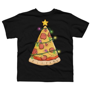 Boy's Design By Humans Pizza Christmas Tree By leroystubbles T-Shirt - 1 of 4