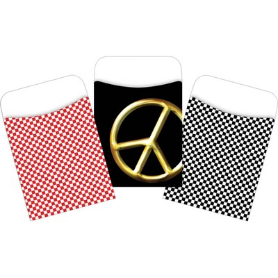 3pk 30ea Peace and Checks Peel & Stick Library Pockets - Barker Creek