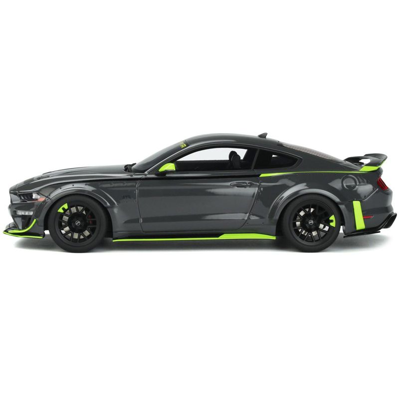 Ford Mustang RTR Spec 5 Gray with Black and Green Stripes "10th Anniversary" 1/18 Model Car by GT Spirit, 4 of 7