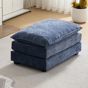 Karl Home 35.4'' Double Cushion Blue Chenille Ottoman - 1 of 3