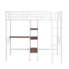 CAVINAS Twin Size Loft Bed with Desk Modern Metal Bed Frame with Storage Shelves and Inclined Ladder for Bedroom - 3 of 4