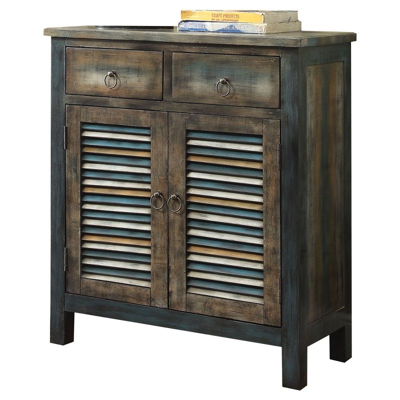 Cabinet Console Table Oak Teal - Acme Furniture, 1 of 11