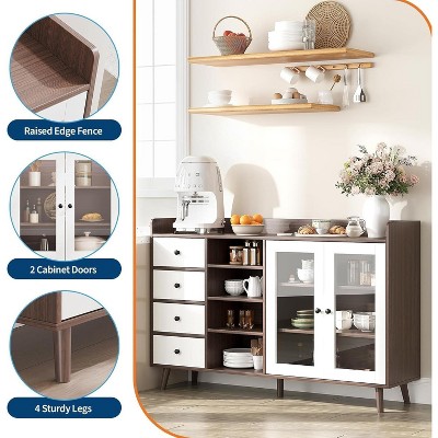 Sideboard Buffet Cabinet, 55" Kitchen Storage Cupboard with Drawer & Doors