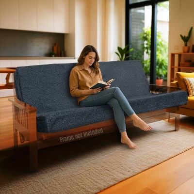Memory Polyester Infused Futon Mattress Full ¨C Washable Removable Cover, Heavy-Duty Zipper, Thick Foldable Sofa Bed Cushion for Guest Room
