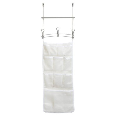 Snug Fit Over The Door Towel Bar With Mesh Pocket Storage Satin Nickel ...